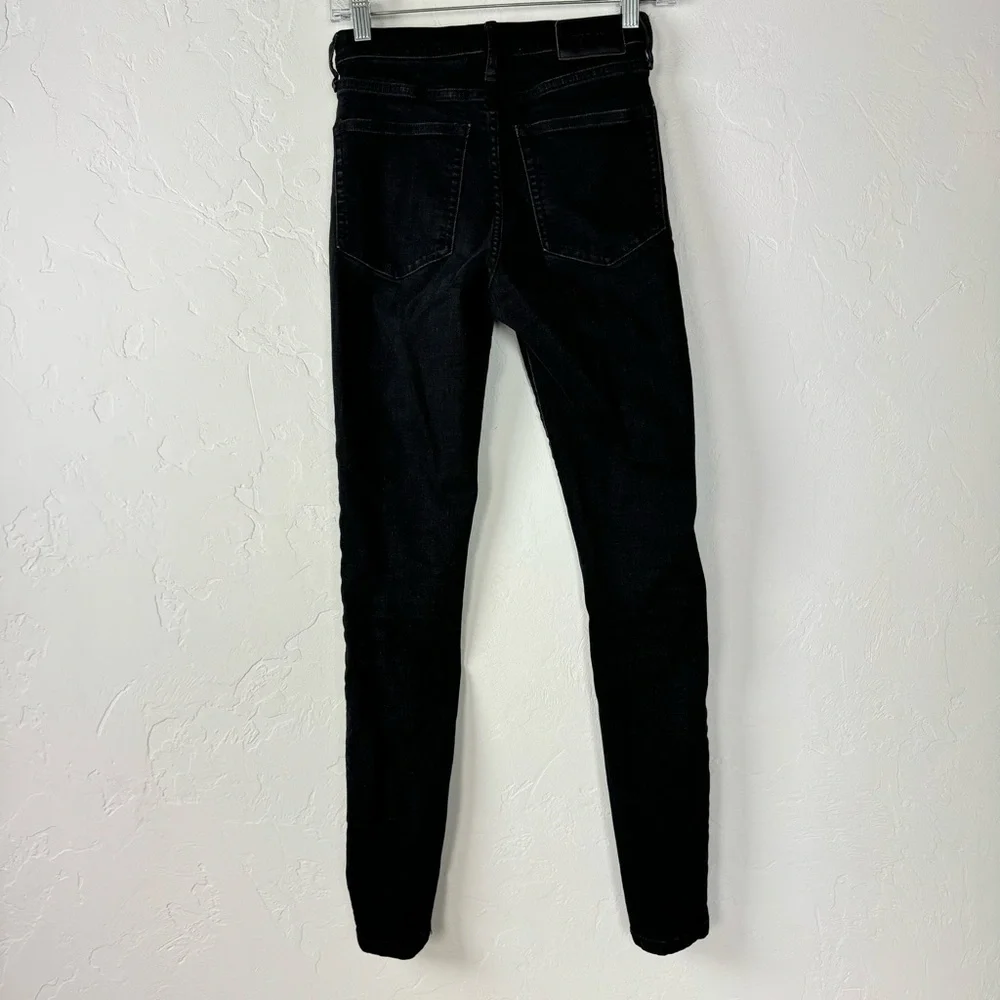 Everlane Jeans Denim The High Rise Skinny Solid Black Dark‎ Wash Cotton Stretch
